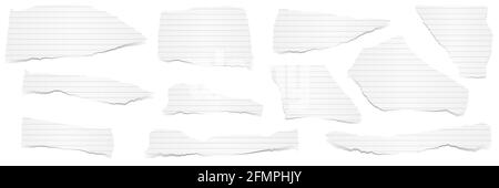collection of white lined scraps of papers with shadows Stock Vector