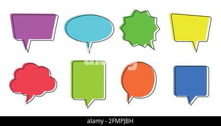 Speech Bubbles Set of Inverted Rectangle Distorted Circle Blank shapes Stock Vector