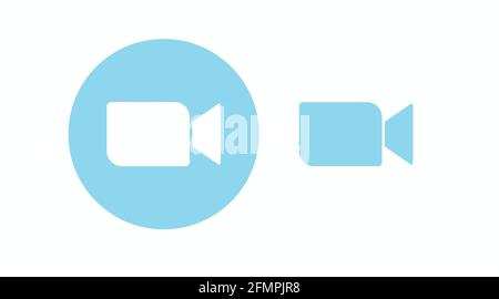 Camera Icon Set. Blue vector isolated illustration of a camera or video sign Stock Vector