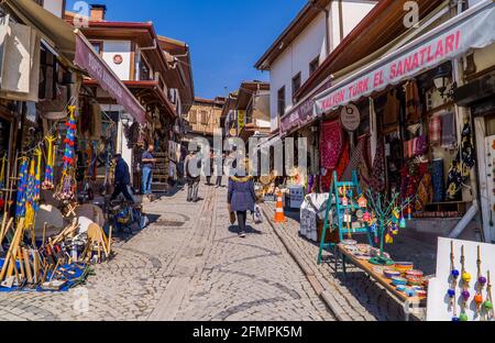 Street photography of Ottoman architecture in Hamamönü - Altindag in the old town of Ankara, Turkey Stock Photo