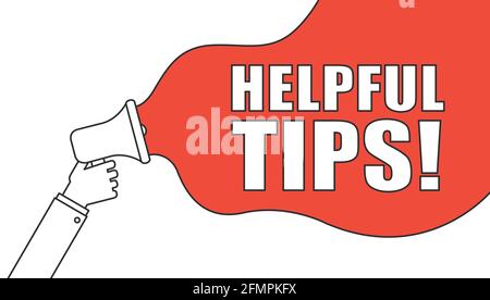 Hand holding megaphone - Helpful tips. Vector eps Stock Vector