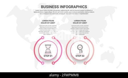 Vector flat infographic template with two circles, elements, sectors. Modern designed for business, presentations, timeline, web design, banner, level Stock Vector