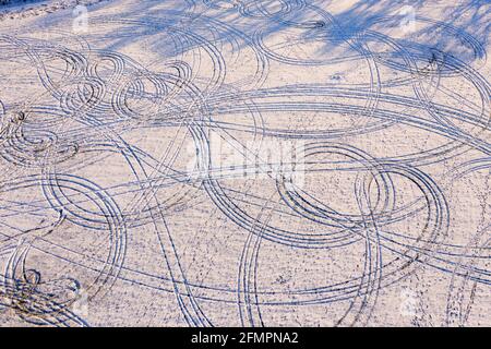 circles in the snow Stock Photo