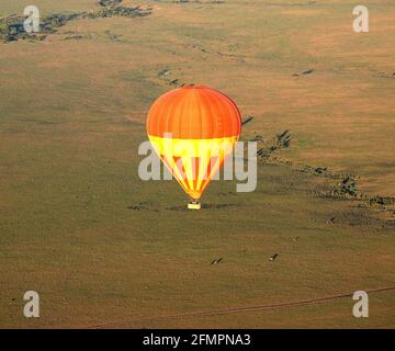 Kenya Africa Hot air balloon over the Masai Mara Stock Photo