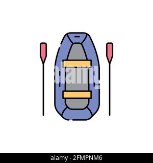 Inflatable Boat color line icon. Isolated vector element. Outline pictogram for web page, mobile app, promo Stock Vector