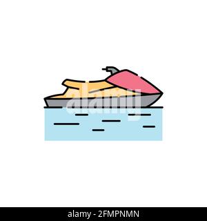 Jet Ski color line icon. Isolated vector element. Outline pictogram for web page, mobile app, promo Stock Vector