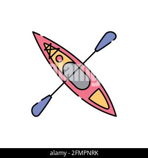 Kayaking color line icon. Isolated vector element. Outline pictogram for web page, mobile app, promo Stock Vector