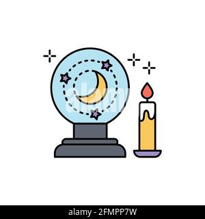 Crystal Ball color line icon. Isolated vector element. Outline pictogram for web page, mobile app, promo Stock Vector