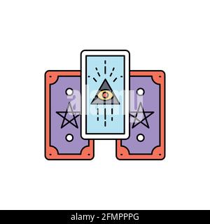 Tarot cards color line icon. Isolated vector element. Outline pictogram for web page, mobile app, promo Stock Vector