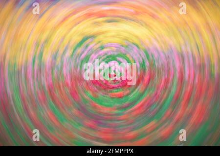 Spinning blur abstract of a tulip field in Holland, Michigan forms abstract background Stock Photo