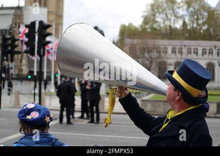 London, UK. 11th May, 2021. Some pro European Union protesters gathered at the Houses of Parliament. Credit: Uwe Deffner/Alamy Live News Stock Photo
