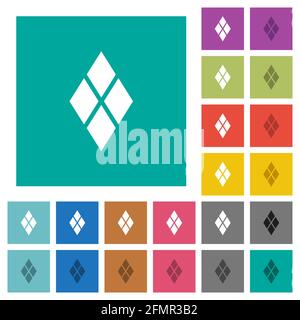 Diamond tile pattern multi colored flat icons on plain square backgrounds. Included white and darker icon variations for hover or active effects. Stock Vector