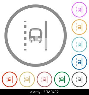 Bus lane flat color icons in round outlines on white background Stock Vector