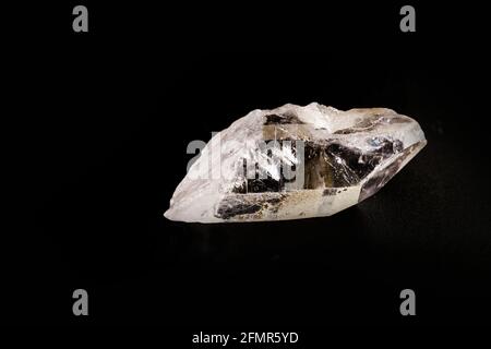 Rose Quartz Isolated on Black Background. Semi valuable stone Stock Photo