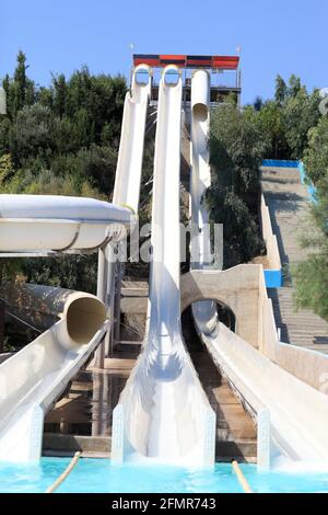 It is turbo slide in water park, Rhodes Stock Photo