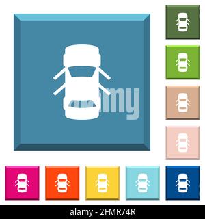 Car open doors dashboard indicator white icons on edged square buttons in various trendy colors Stock Vector
