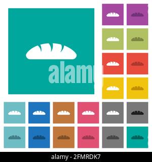 Bread multi colored flat icons on plain square backgrounds. Included white and darker icon variations for hover or active effects. Stock Vector