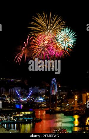 Fireworks to celebrate the Day of Mercy 2017 in Barcelona Spain Stock Photo