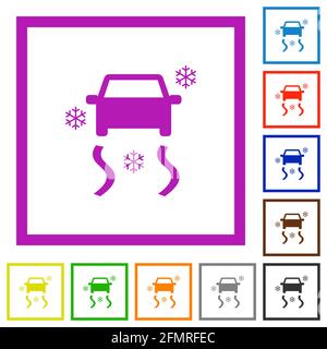 Snowy Road Dashboard Indicator Flat White Icons on Round Color Backgrounds  Stock Vector - Illustration …