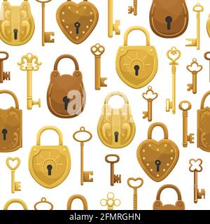 The seamless pattern with  retro keys and locks. Stock Vector