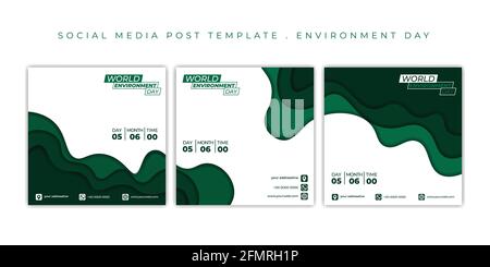 World Environment Day design with paper cut background. Set of Social media post template. good template for social media campaign design. Stock Vector