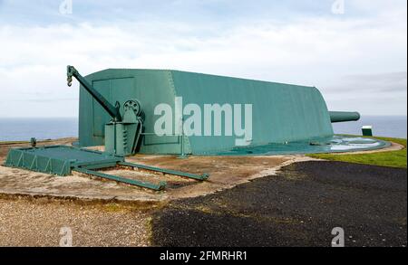 Coastal battery cannon in Monte de San Pedro, La Coruna, Spain Stock Photo