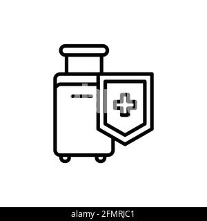Safe travel line icon. Isolated vector element. Stock Vector