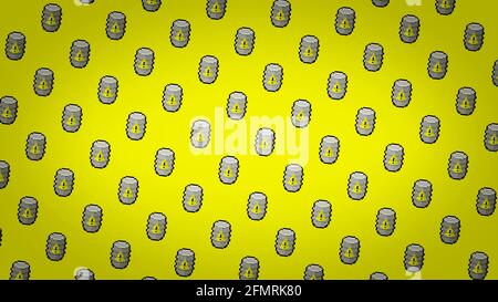 Pixel barrel containing dangerous goods background - seamless pattern Stock Photo