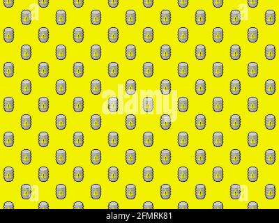 Pixel barrel containing dangerous goods background - seamless pattern Stock Photo