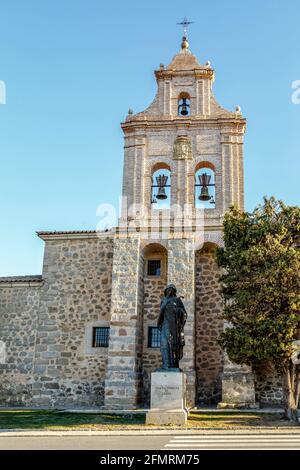 Avila, Spain - April 18, 2014: Sculpture of St. Teresa of Jesus in Avila, bronze at the gates of the monastery of the Incarnation. Spain Stock Photo