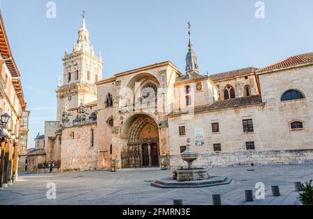 Cathedral of Burgo de Osma, Soria, Spain. It is a Gothic temple built on an area previously occupied by a Romanesque Church. The building started in 1 Stock Photo