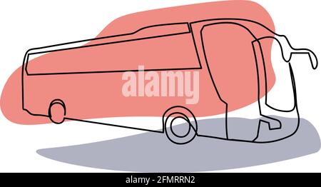 Vector tourstic bus in one line abstract art Stock Vector