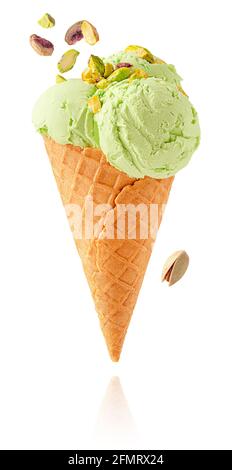 Vanilla ice cream ball with pieces of pistachio(clipping path Stock Photo -  Alamy