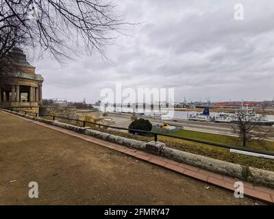 Szczecin, Poland: Cityscapes and landscapes of Szczecin city, odra river, west odra view, boats and old architecture Stock Photo