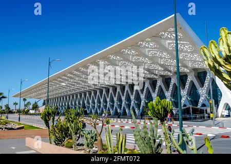 Marrakesh, Morocco - March 4, 2017:  Exterior of the airport of Marrakesh Menara in Morocco. The airport served over 4 million passengers in the year Stock Photo