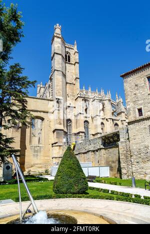 Narbonne - France, July 17, 2016:  Cathedral  of Saint Just et Saint Pasteur built in the 13th century in gothic style. Narbonne France Stock Photo