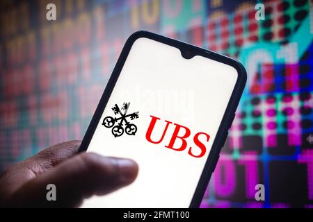 Brazil. 11th May, 2021. In this photo illustration the UBS Group AG logo seen displayed on a smartphone screen. Credit: SOPA Images Limited/Alamy Live News Stock Photo