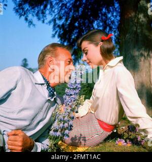 LOVE IN THE AFTERNOON 1957 United Artists film with Audrey Hepburn and Gary Cooper Stock Photo