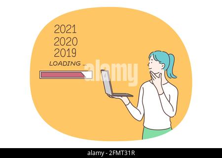 Information downloading, software and technologies concept Stock Vector