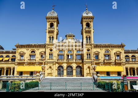 San Sebastian, Spain - August 22, 2016: City Council in San Sebastian, Spain. Its premises are located in the former casino of the city, built up in 1 Stock Photo
