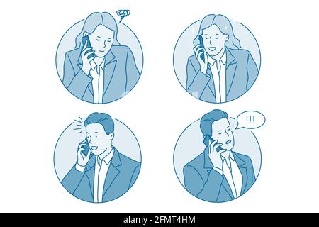 Business communication, calling on phone concept Stock Vector