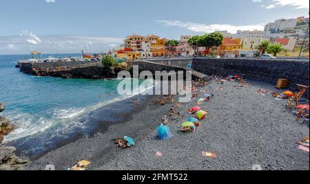 Garachico, Spain - August 16, 2015:  Garachico beaches and Atlantic ocean. Tenerife island, Canary. Spain. tourist place and greatly appreciated by to