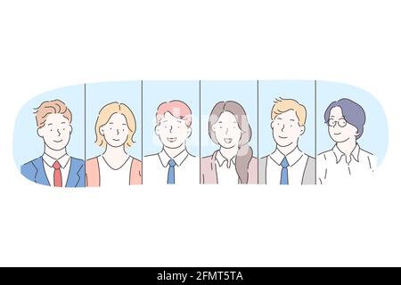 Office workers, business, managers, teamwork, cooperation concept Stock Vector
