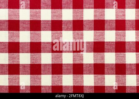 checkered tablecloth res color red and white background texture Stock Photo
