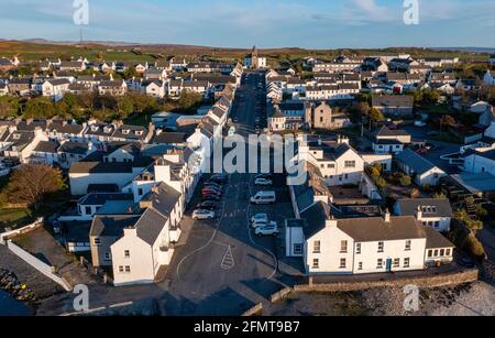 Aerial view of Main Street, Bowmore town centre, Islay, Scotland Stock Photo