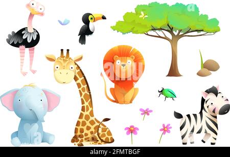 African Zoo or Safari Animals for Children Clipart Stock Vector Image & Art  - Alamy