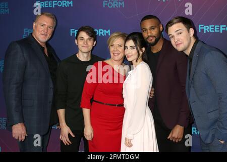 LOS ANGELES - JAN 10:  Michael McGrady, Jonthan Whitesell, Romy Rosemont, Dilan Gwyn, Jeff Pierre, Burkely Duffield at the Disney/ABC TV TCA Winter 2017 Party at Langham Hotel on January 10, 2017 in Pasadena, CA Stock Photo