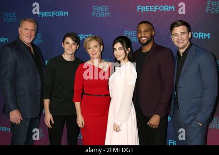 LOS ANGELES - JAN 10:  Michael McGrady, Jonthan Whitesell, Romy Rosemont, Dilan Gwyn, Jeff Pierre, Burkely Duffield at the Disney/ABC TV TCA Winter 2017 Party at Langham Hotel on January 10, 2017 in Pasadena, CA Stock Photo