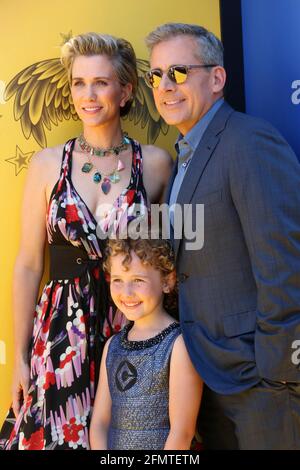 LOS ANGELES - JUN 24:  Kristen Wiig, Nev Scharrel, Steve Carell at the 'Despicable Me 3' Premiere at the Shrine Auditorium on June 24, 2017 in Los Angeles, CA Stock Photo