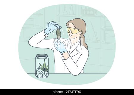 Laboratory research and chemical experiment concept Stock Vector